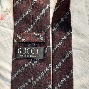 Gucci Burgundy GG Pattern Silk Tie 3" Made In Italy